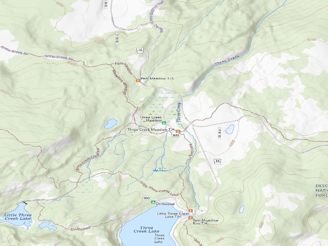 USGS topographic map of Three Creek Meadow
