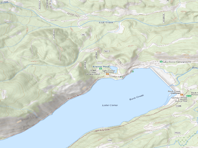 USGS topographic map of Three Frogs Campground
