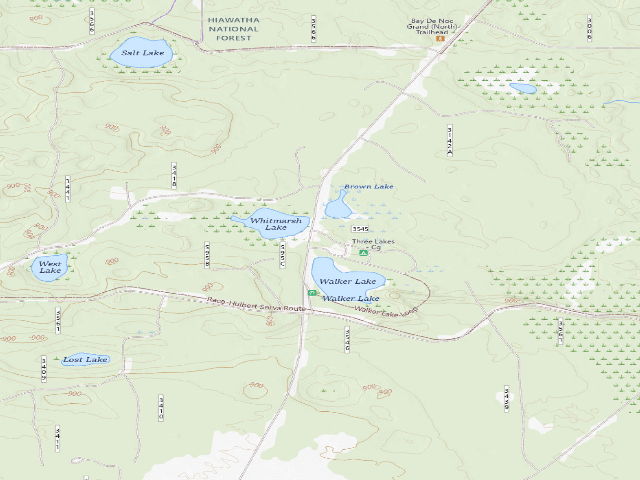 USGS topographic map of Three Lakes - Cg