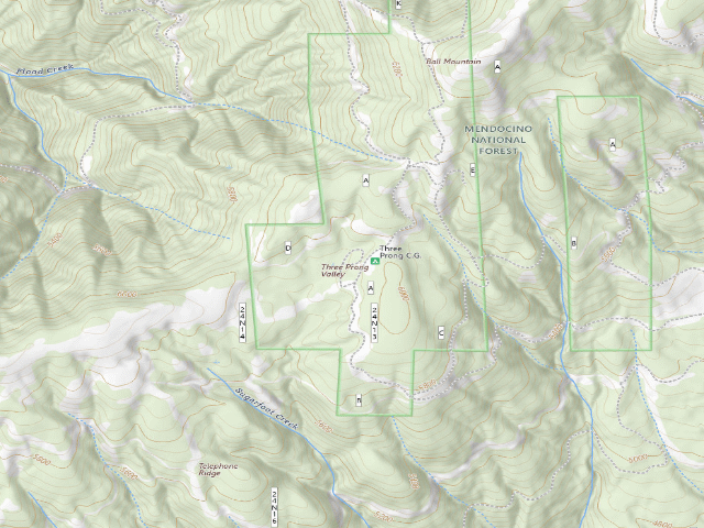 USGS topographic map of Three Prong Campground