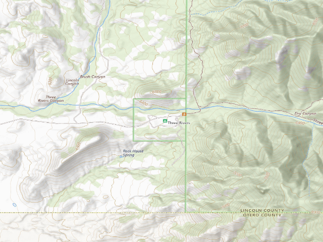 USGS topographic map of Three Rivers Campground