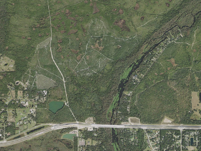 Aerial image of thru-hiker camp zone