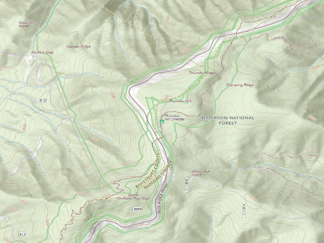USGS topographic map of Thunder Hill A.T. Shelter