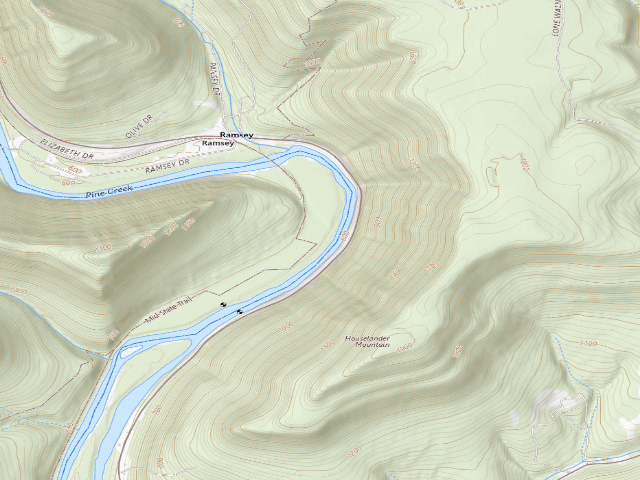 USGS topographic map of Tiadaghton State Forest primitive campsite BF 005 (Bonnell Flats)