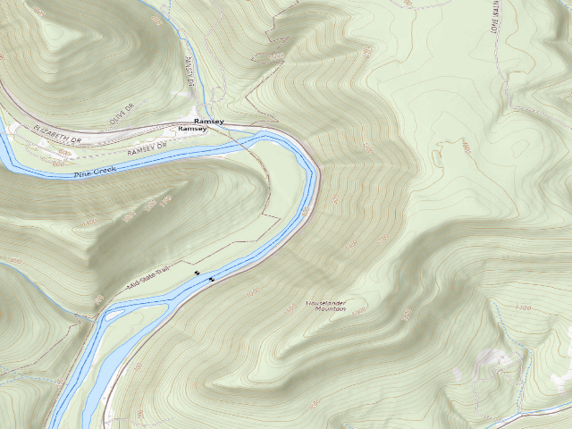 USGS topographic map of Tiadaghton State Forest primitive campsite BF 002 (Bonnell Flats)