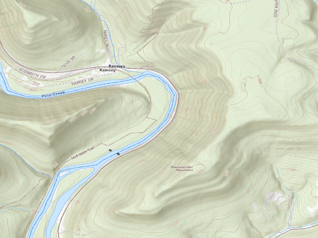USGS topographic map of Tiadaghton State Forest primitive campsite BF 004 (Bonnell Flats)
