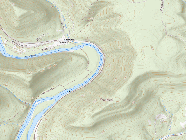 USGS topographic map of Tiadaghton State Forest primitive campsite BF 001 (Bonnell Flats)