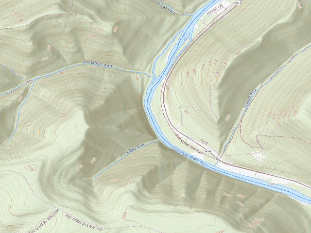 USGS topographic map of Tiadaghton State Forest primitive campsite BW 006
