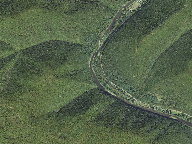 Aerial image of Tiadaghton State Forest primitive campsite BW 005
