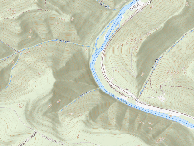 USGS topographic map of Tiadaghton State Forest primitive campsite BW 005