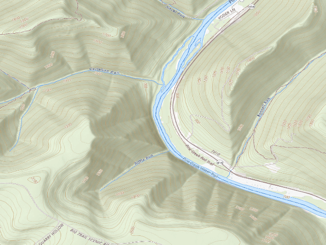 USGS topographic map of Tiadaghton State Forest primitive campsite BW 003
