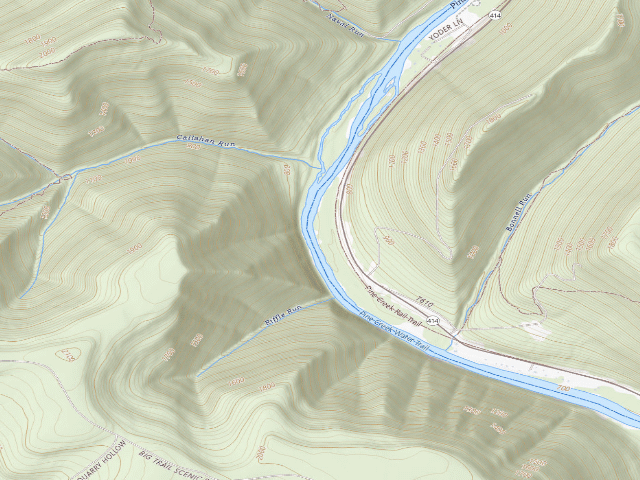 USGS topographic map of Tiadaghton State Forest primitive campsite BW 002