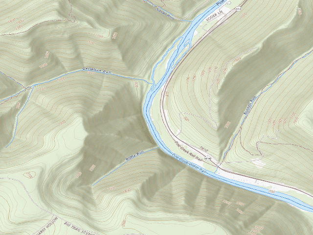 USGS topographic map of Tiadaghton State Forest primitive campsite BW 015