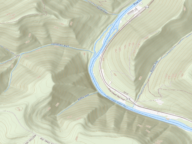 USGS topographic map of Tiadaghton State Forest primitive campsite BW 013
