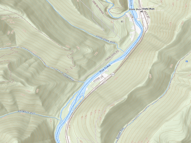 USGS topographic map of Tiadaghton State Forest primitive campsite NR 001 (Naval Run)