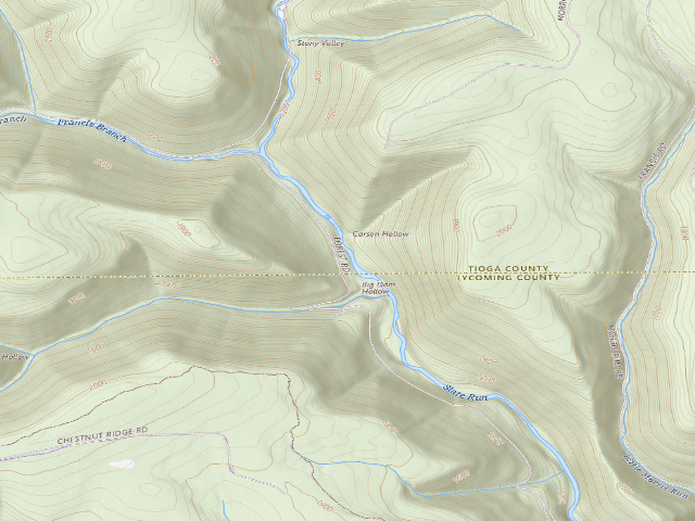 USGS topographic map of Tiadaghton State Forest roadside campsite 7M 001