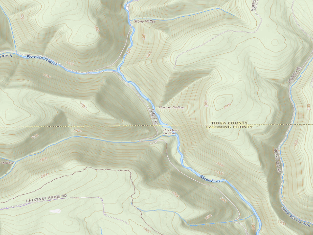 USGS topographic map of Tiadaghton State Forest roadside campsite 7M 002
