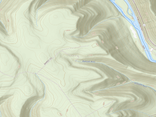 USGS topographic map of Tiadaghton State Forest roadside campsite BR 001