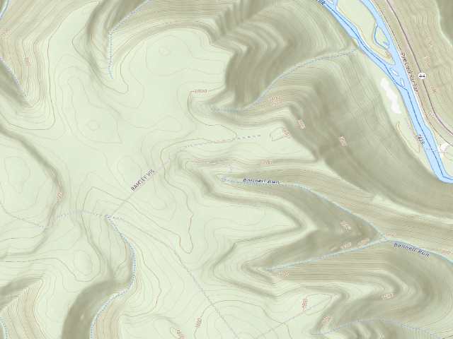 USGS topographic map of Tiadaghton State Forest roadside campsite BR 002