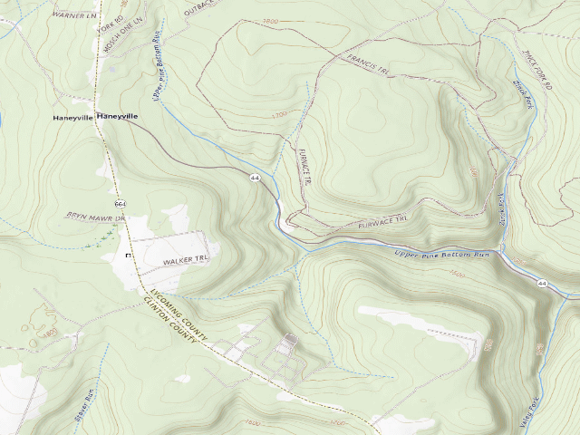 USGS topographic map of Tiadaghton State Forest roadside campsite HV 001