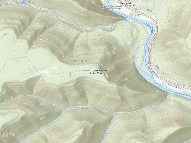 USGS topographic map of Tiadaghton State Forest roadside campsite LR 001