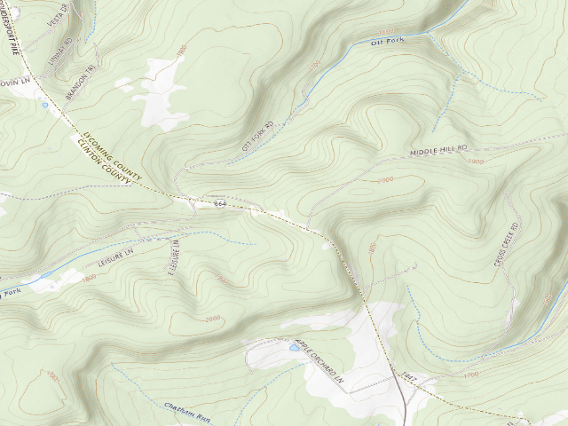 USGS topographic map of Tiadaghton State Forest roadside campsite MH 001