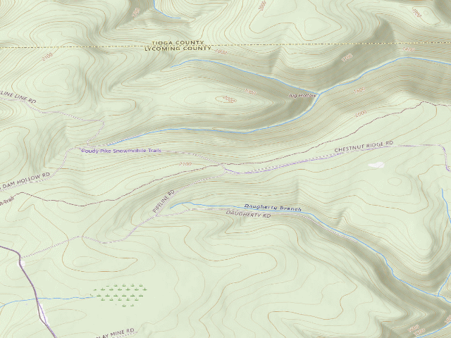 USGS topographic map of Tiadaghton State Forest roadside campsite PR 001
