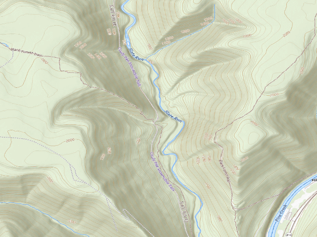 USGS topographic map of Tiadaghton State Forest roadside campsite SR 001