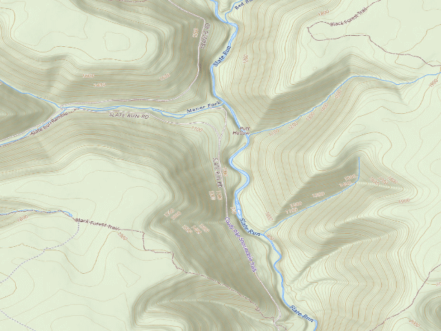 USGS topographic map of Tiadaghton State Forest roadside campsite SR 002