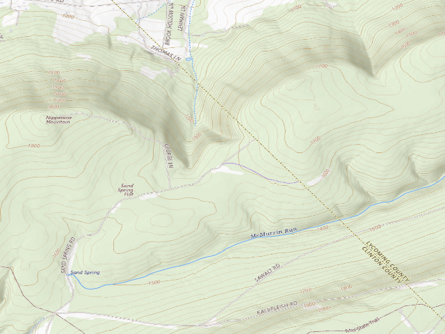 USGS topographic map of Tiadaghton State Forest roadside campsite SS 001