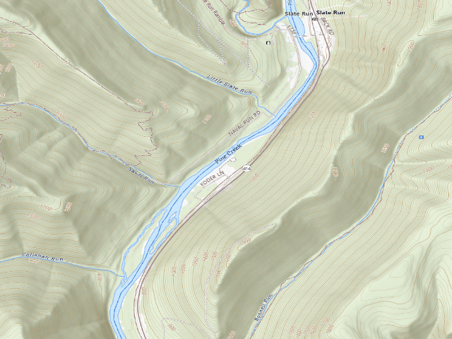 USGS topographic map of Tiadaghton State Forest roadside campsite TF 001 (Tomb Flats)
