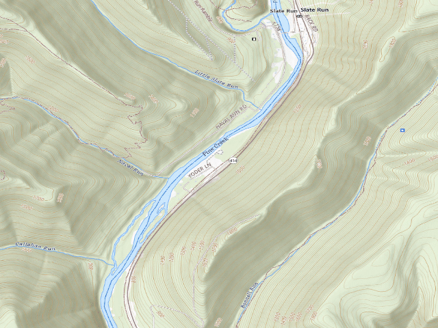 USGS topographic map of Tiadaghton State Forest roadside campsite TF 003 (Tomb Flats)