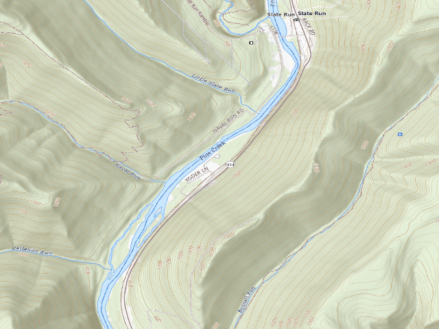 USGS topographic map of Tiadaghton State Forest roadside campsite TF 004 (Tomb Flats)