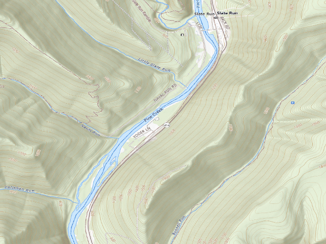 USGS topographic map of Tiadaghton State Forest roadside campsite TF 006 (Tomb Flats)