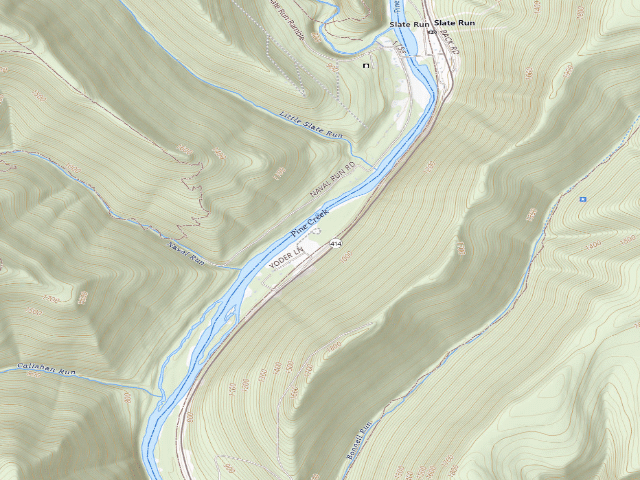 USGS topographic map of Tiadaghton State Forest roadside campsite TF 008 (Tomb Flats)