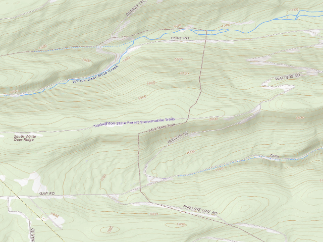 USGS topographic map of Tiadaghton State Forest roadside campsite WR 001