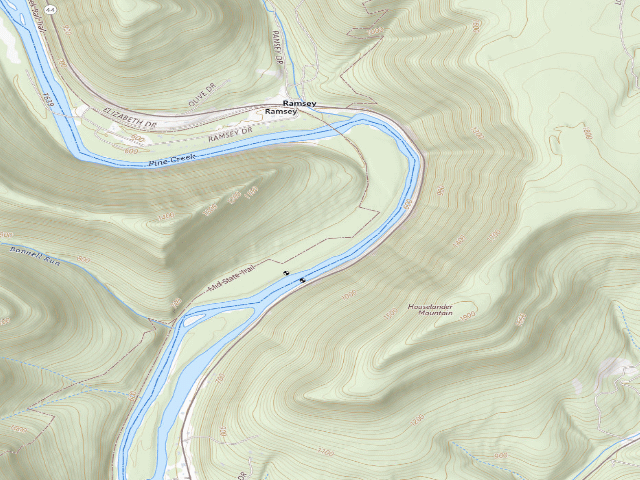 USGS topographic map of Tiadaghton State Forest trail shelter BF 008