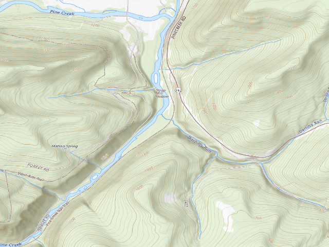 USGS topographic map of Tioga State Forest primitive campsite Darling Run 006