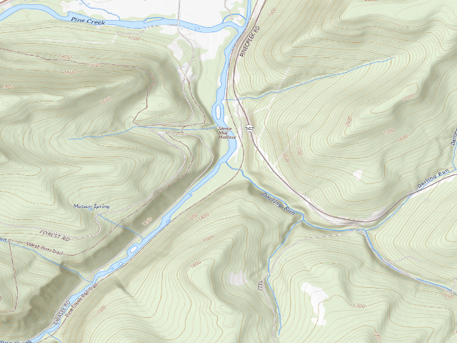 USGS topographic map of Tioga State Forest primitive campsite Darling Run 002