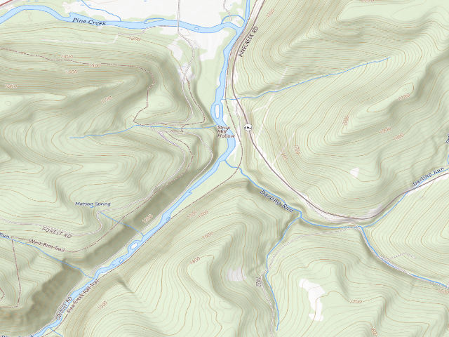 USGS topographic map of Tioga State Forest primitive campsite Darling Run 003