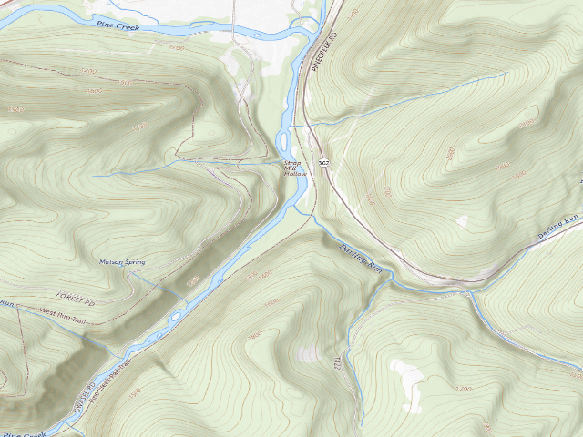 USGS topographic map of Tioga State Forest primitive campsite Darling Run 004