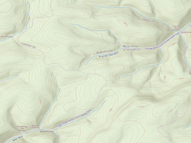 USGS topographic map of Tioga State Forest roadside campsite 002 Bear Run Gas Well