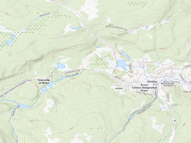 USGS topographic map of Tioga State Forest roadside campsite 004 Running Dog