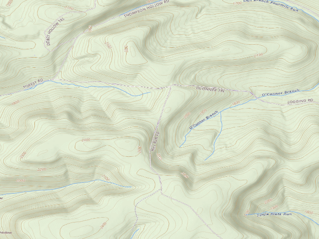 USGS topographic map of Tioga State Forest roadside campsite 058 Mill Run Road