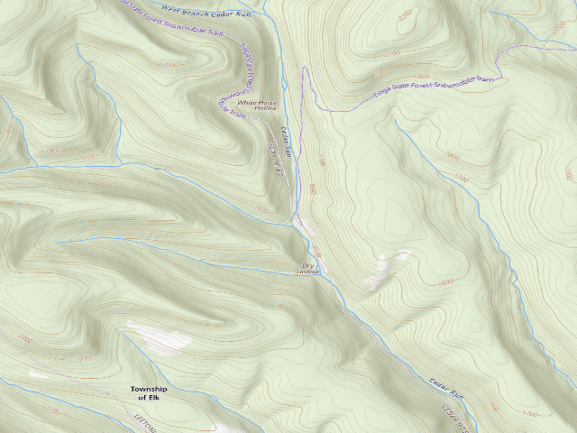 USGS topographic map of Tioga State Forest roadside campsite 060 White House