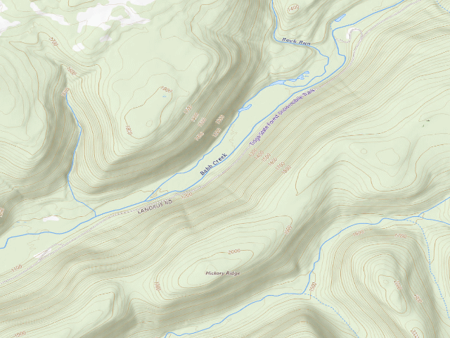 USGS topographic map of Tioga State Forest roadside campsite 063 Landrus Road Babb Creek Trail