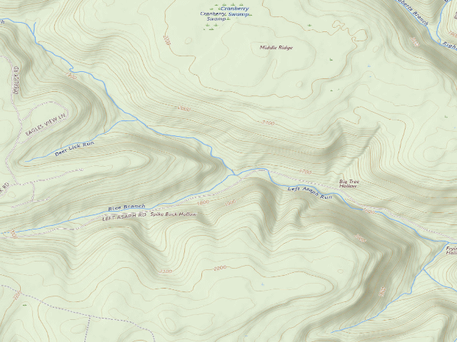 USGS topographic map of Tioga State Forest roadside campsite 064 Baker Branch