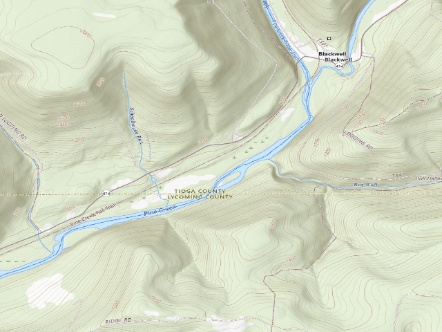 USGS topographic map of Tioga State Forest roadside campsite Hoffman 002