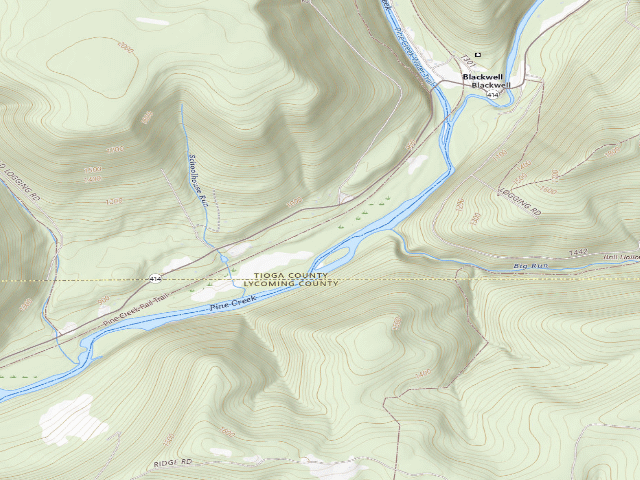 USGS topographic map of Tioga State Forest roadside campsite Hoffman 003