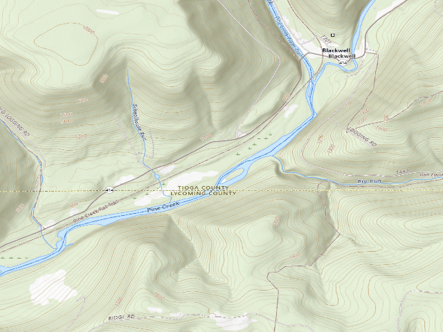 USGS topographic map of Tioga State Forest roadside campsite Hoffman 005